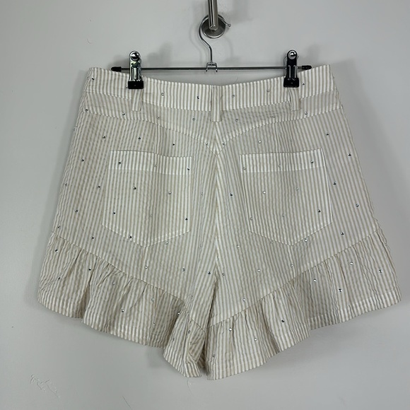 Cinq a Sept Cream Stripe Neema Rhinestone Seersucker Shorts 6 NWT - Picture 8 of 12